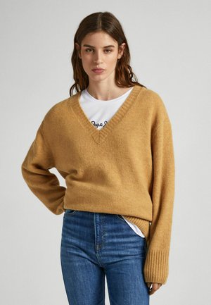 DENISSE V NECK - Strickpullover - camel beige