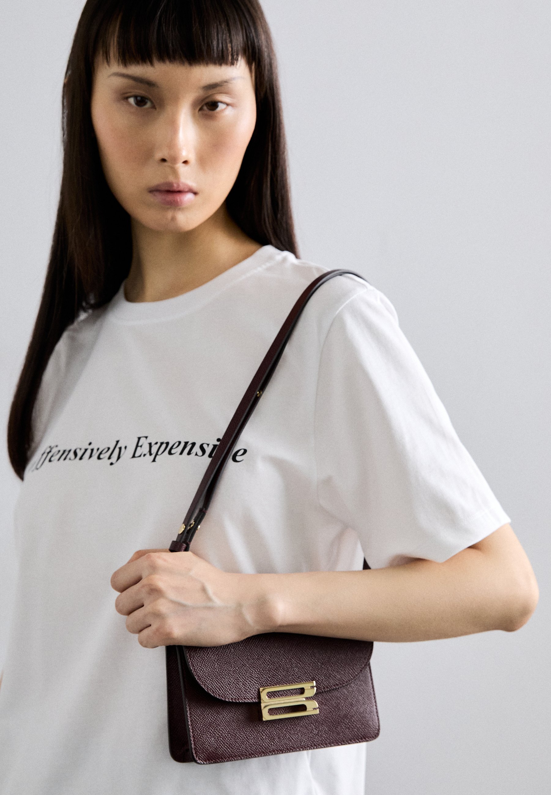 Victoria Beckham BBUCKLE NANO - Cross body bag - burgundy/bordeaux