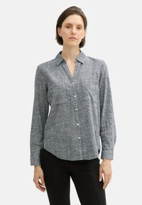 TOM TAILOR WITH SLUB STRUCTURE - Bluza z gumbi - navy midnight blue