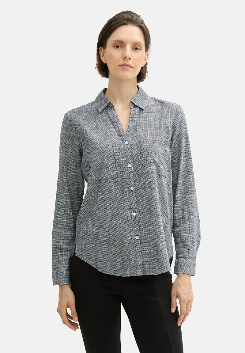 TOM TAILOR WITH SLUB STRUCTURE - Bluza z gumbi - navy midnight blue