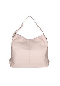 Borsa hobo rosa pallido realizzata in pelle sintetica texture, con una singola tracolla e dettagli di cucitura sottili. Logo impressa alla base.