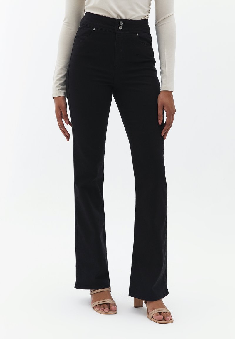 Trendyol Jeans Donna Vita Alta A Zampa, Modello Bootcut, Colore Nero, 100% Cotone, Vestibilità Regolare - 3
