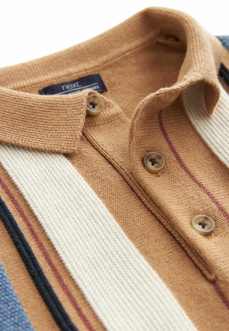 brown striped polo
