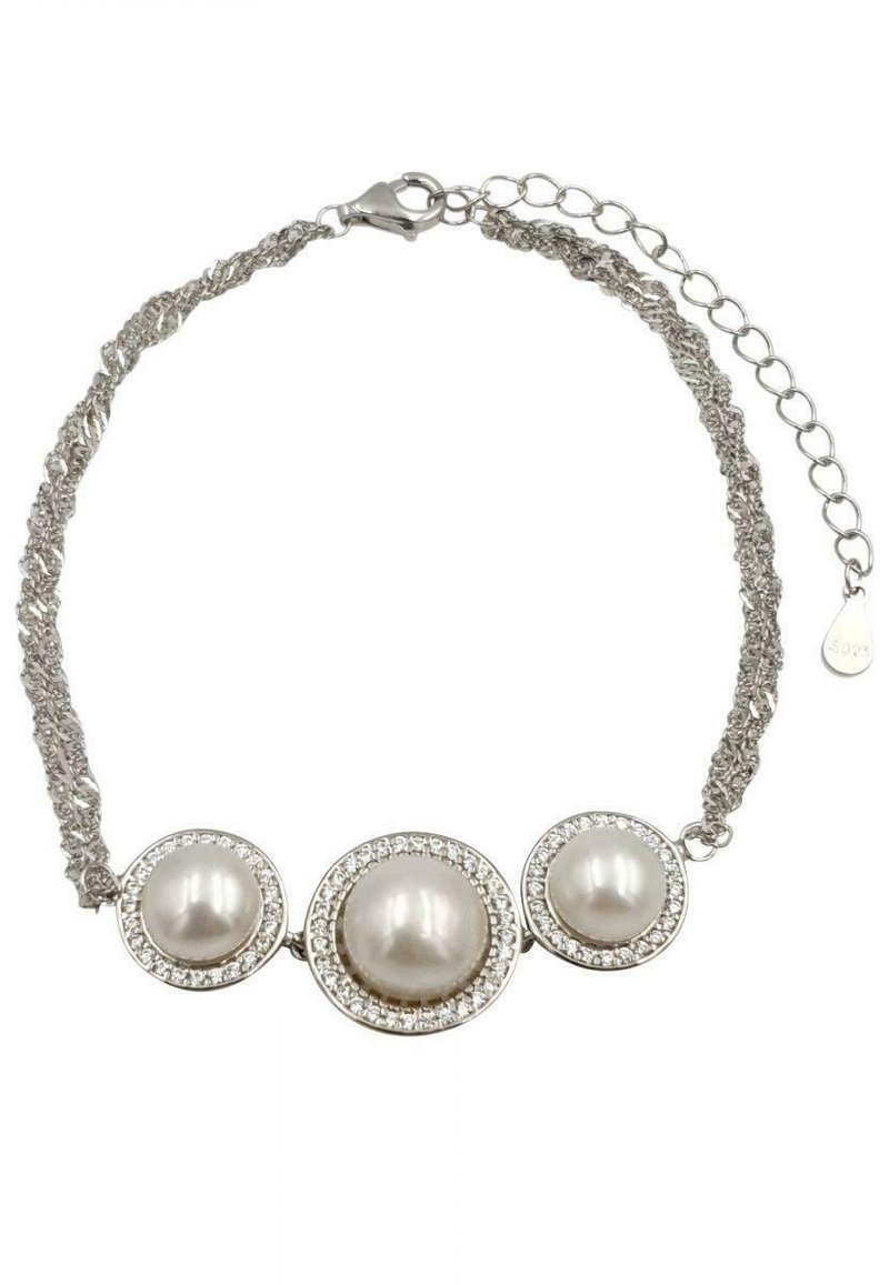 Gaura Perlenkette Herren - Weiße Süßwasserperlen 8-8,5mm Mit Silber Verschluss