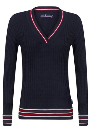 GZalli Pullover Strikpolo - Black/ivory Striped
