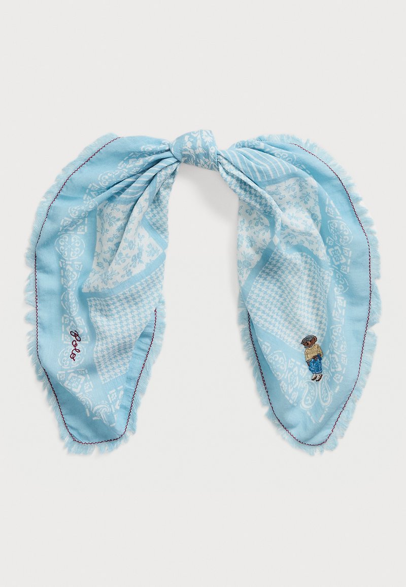 Polo Ralph Lauren POLO BEAR PATCHWORK COTTON SQUARE SCARF - Lakats - cream/chambray