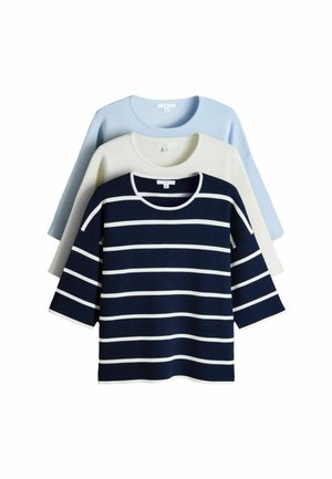 REGULAR FIT - 3 PACK OVERSIZED  - Pulóver - light blue cream navy stripe