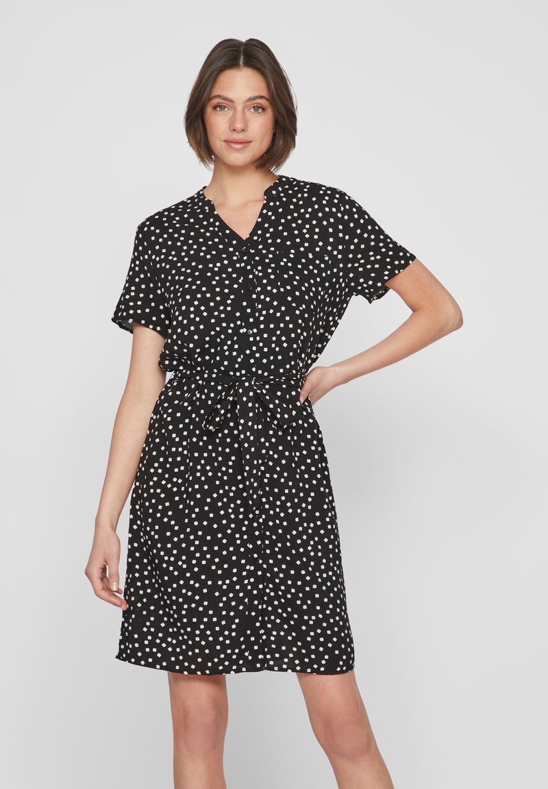 VILA KURZÄRMELIGES - Abito a camicia - black