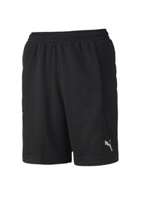 Pantaloni sportivi neri realizzati in tessuto leggero, dotati di un elastico in vita e tasche laterali. Include un logo argento sulla parte inferiore della gamba.