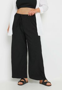 Yours Clothing TEXTURED WIDE LEG  - Broek - black
