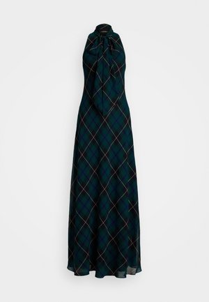 Lauren Ralph Lauren PLAID CRINKLE GEORGETTE TIE-NECK GOWN - Velika haljina - blue/black/green