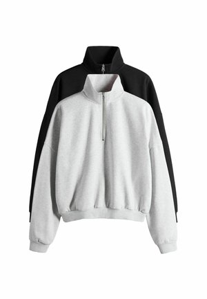 2 PACK ZIP FUNNEL NECK - Sweatshirt - black/grey