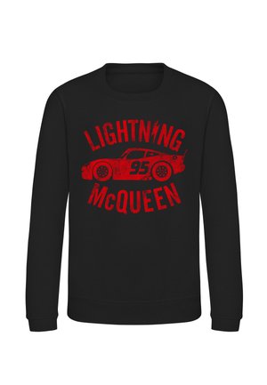 Sort skjorte med lange ærmer med en rød bil og teksten "Lightning McQueen" samt tallet 95 trykt på forsiden.