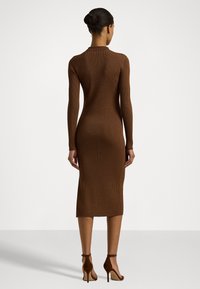 Lauren Ralph Lauren RIB KNIT POLO DRESS - Pulóverruha - dark terracotta