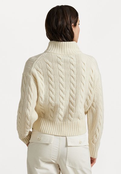 Polo Ralph Lauren CABLE WOOL CASHMERE HALF ZIP SWEATER - Jumper - authentic cream