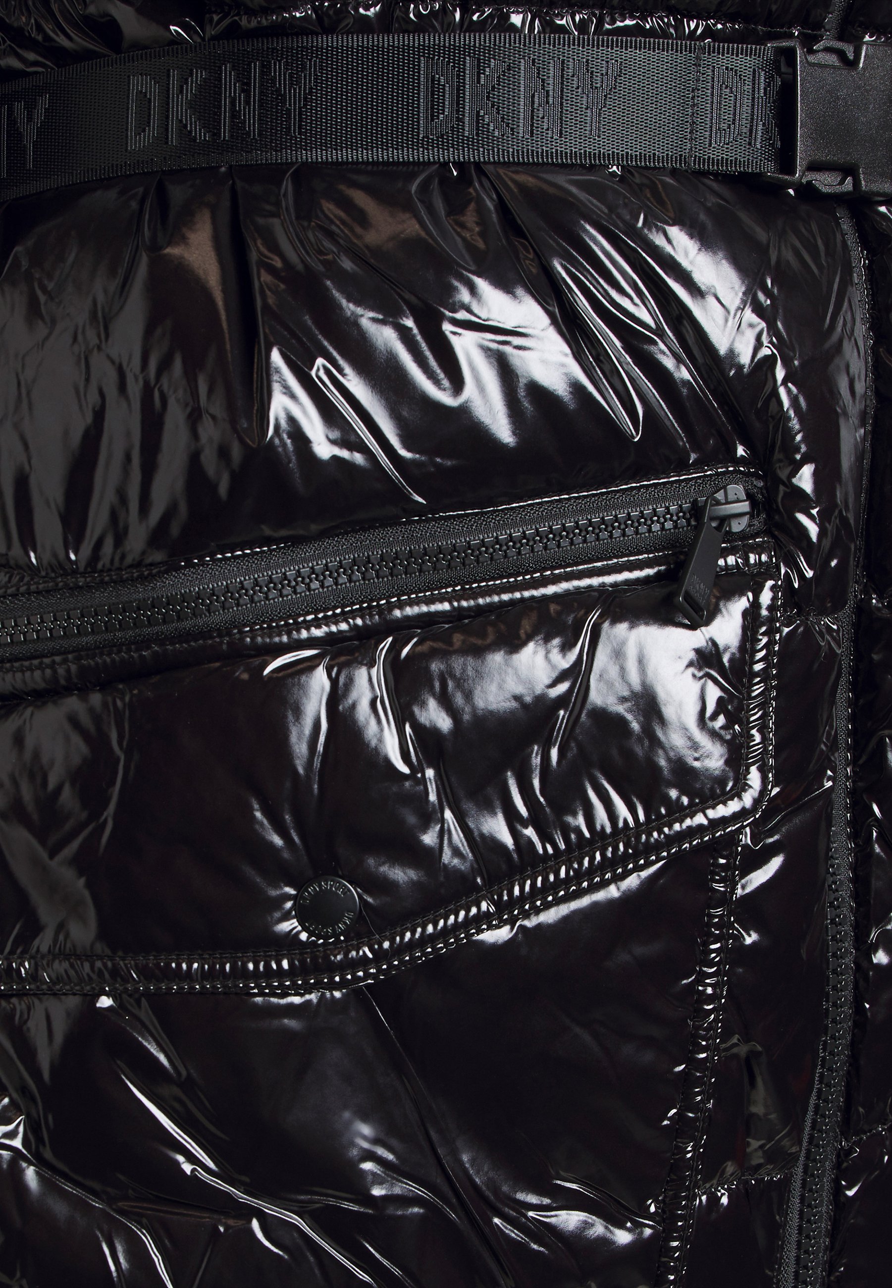 dkny belted puffer jacket