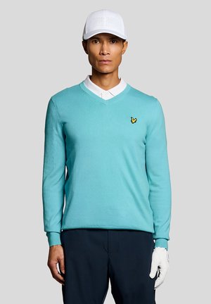 Lyle & Scott, LYLE & SCOTT MID KNITS GOLF V NECK PULLOVER - Trui - aquamarine blue