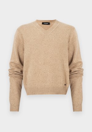 V NECK PULLOVER - Strickpullover - peanut