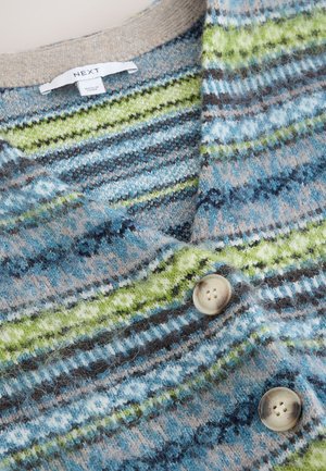 Next REGULAR FIT V-NEC  - Kofta - blue and green fairisle