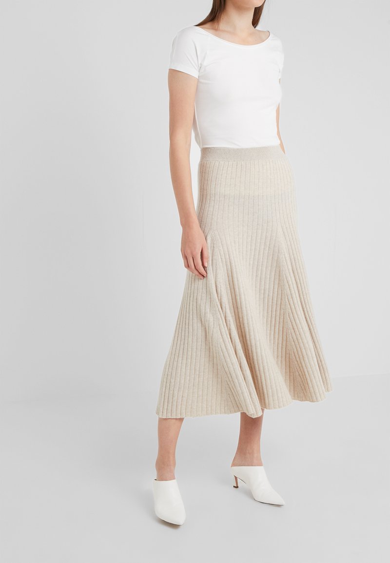 pure cashmere FLARED SKIRT - sukňa v tvare A - oatmeal