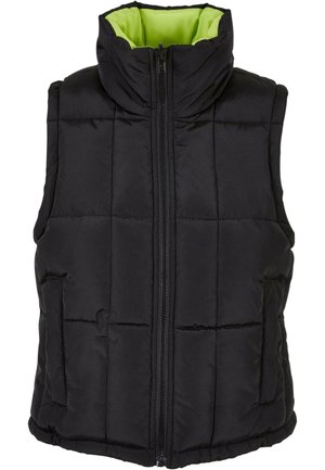 Urban Classics REVERSIBLE CROPPED PUFFER  - Waistcoat - black frozenyellow