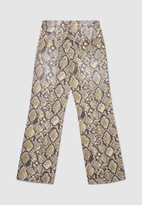 Weit geschnittene Hose mit strukturiertem Schlangenprint in Braun- und Beigetönen, mit Gesäßtaschen und flachem Bund.