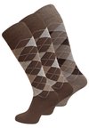 COMFORT 3 PAAR MIT KAROS - Kniestrümpfe - braun