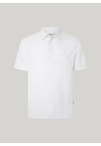 Biała koszulka polo z bawełny, z klasycznym kołnierzykiem, trzema guzikami oraz subtelnym haftem logo na piersi.