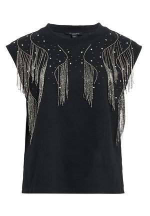 AllSaints LENNON TASSEL TANK - Tričko s potlačou - washed black