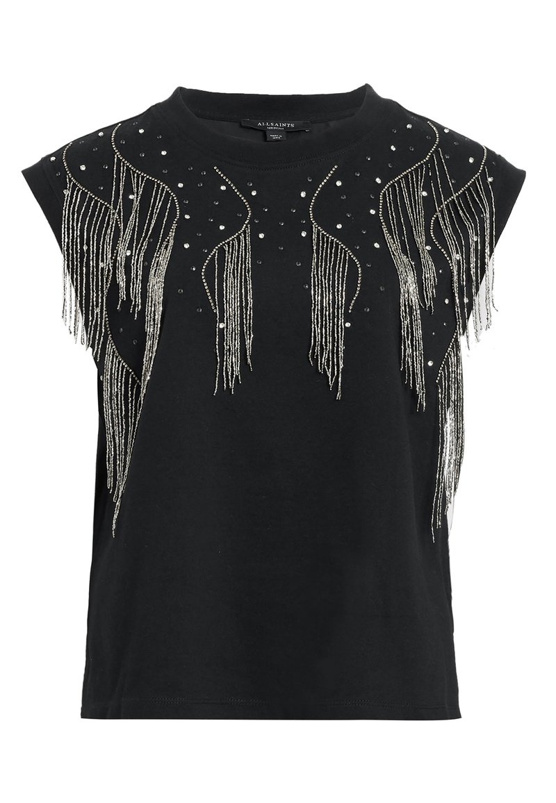 AllSaints T-shirt print zwart denim/blackdenim