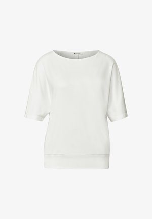 Street One, BASIC SHIRT MIT BOAT NECK UND ELASTIKBUND - T-shirt basic - off white