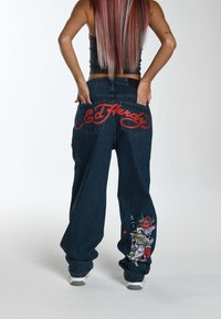 Ed Hardy - ONLY LIVE ONCE - Jeans baggy - indigo Immagine in miniatura 1