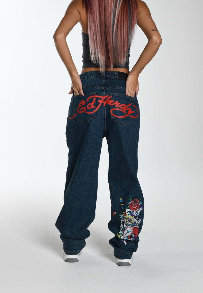 Ed Hardy - ONLY LIVE ONCE - Jeans baggy - indigo, Ingrandire