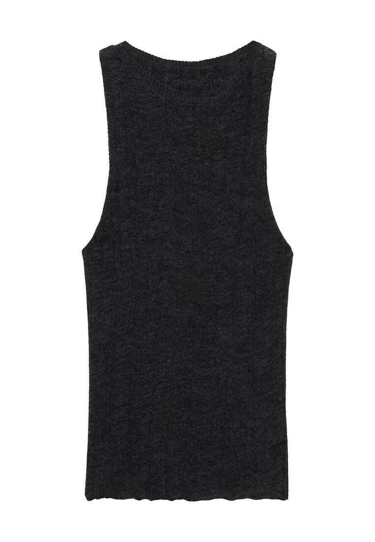 Mango Top donkergrijs gemêleerd