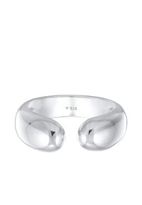 Sølvfarvet ring med et glat, buet design. Fremstillet af 925 sterlingsølv, med to rundede ender og en poleret overflade.