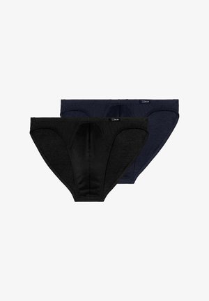 Zwei Paare Herrenunterwäsche in Schwarz und Marineblau, aus einem weichen Baumwollmix, mit elastischem Bund und klassischem Schnitt.