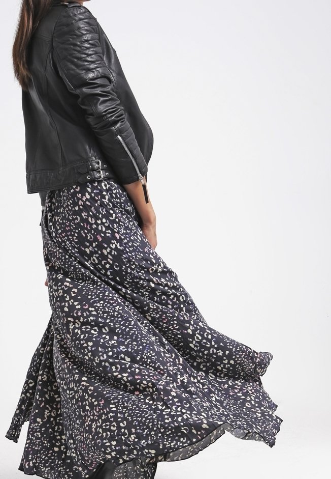 black floral long sleeve maxi dress Flamenco Boho Wrap Maxi Dress