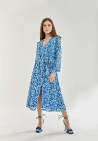 Liquorish FLORAL FOIL PRINT  - Day dress - blue