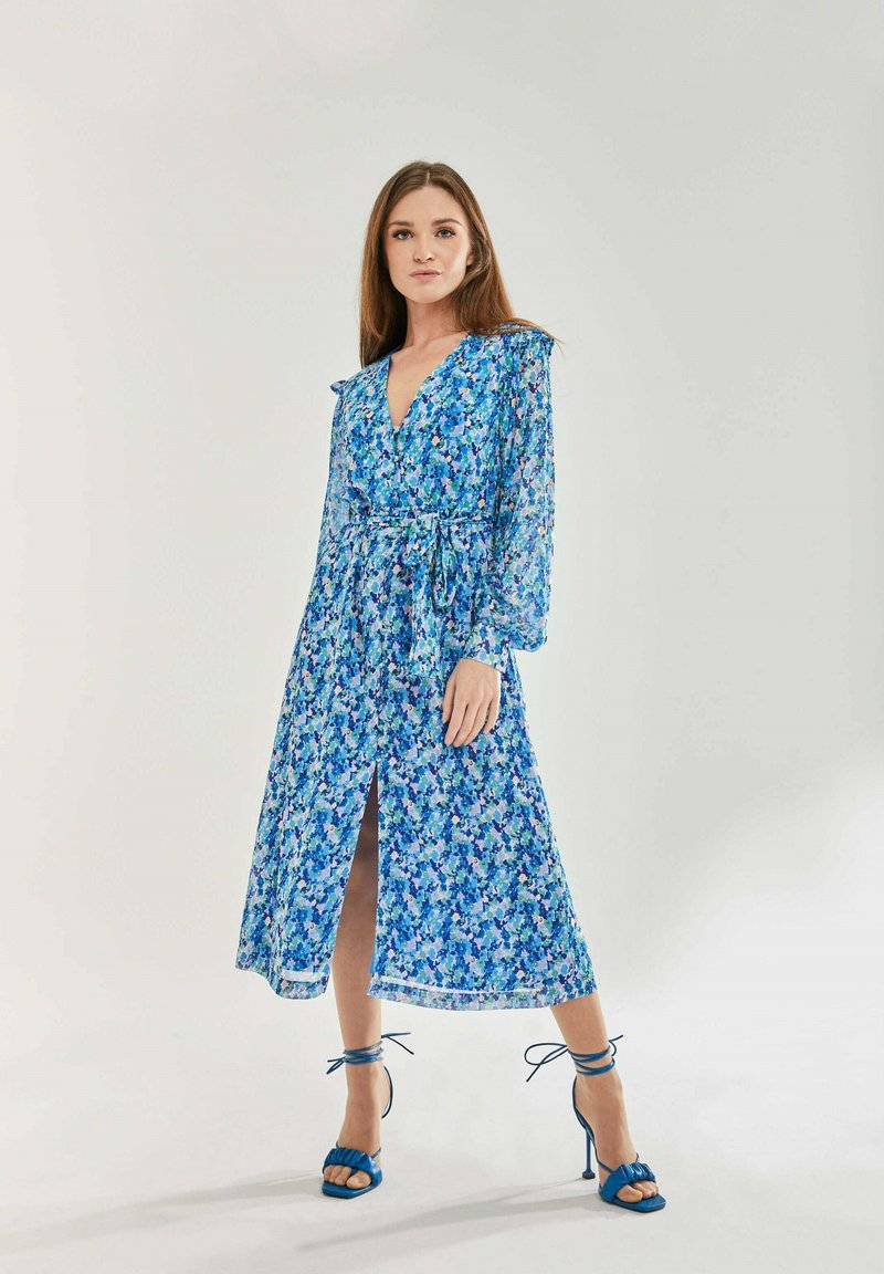Liquorish FLORAL FOIL PRINT  - Day dress - blue