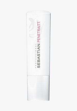 Sebastian Penetraitt, tubo squeeze bianco con cappuccio argento, etichettato in nero e rosa, progettato per la forza e la riparazione dei capelli.