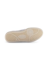 White sneaker sole with a textured rubber pattern. Features "Gabor" branding, circular accents, and zigzag motifs for traction.