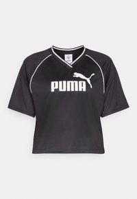 RELAXED CROPPED FOOTBALL - Print T-shirt - black