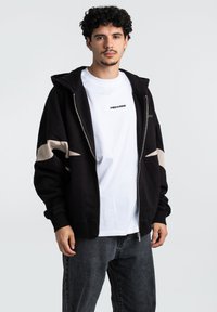 Pegador ADERNO BOXY - Sweatjacke - washed black light beige