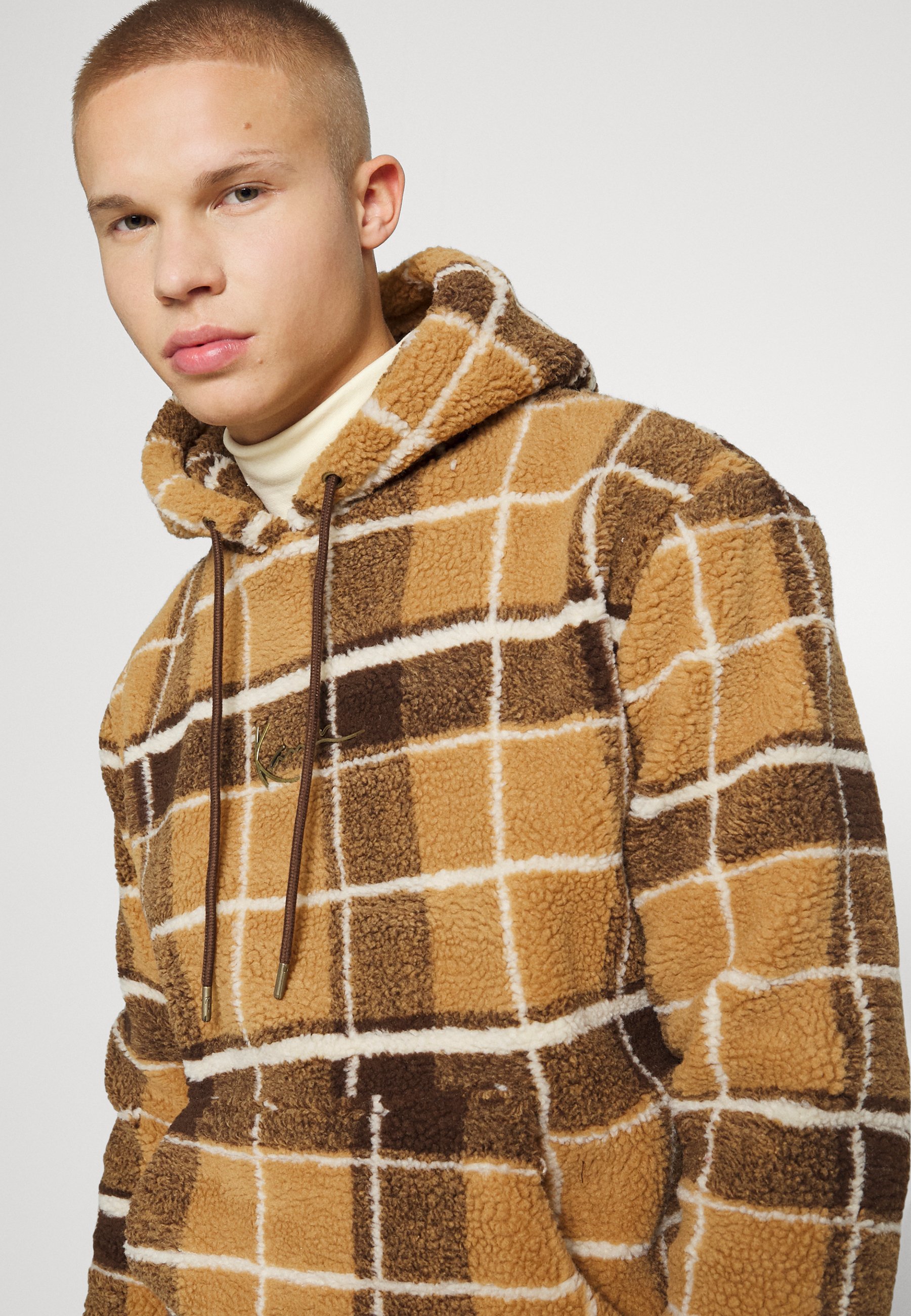 Karl Kani SIGNATURE TEDDY CHECK HOODIE UNISEX - Jersey con capucha -  brown/marrón - Zalando.es