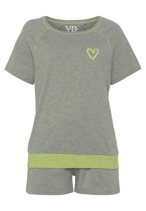SHORT SET - Nachtwäsche Set - grau neon gelb