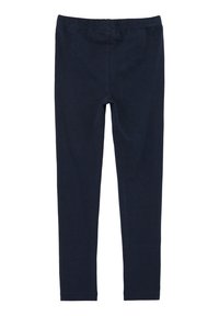 Marineblauwe leggings gemaakt van een katoenmix, met een elastische tailleband en een gladde textuur. Geen patronen of versieringen aanwezig.