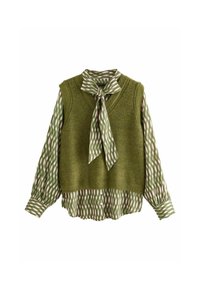 Next REGULAR FIT - COLLARED LAYER TANK - Svetrík - green khaki