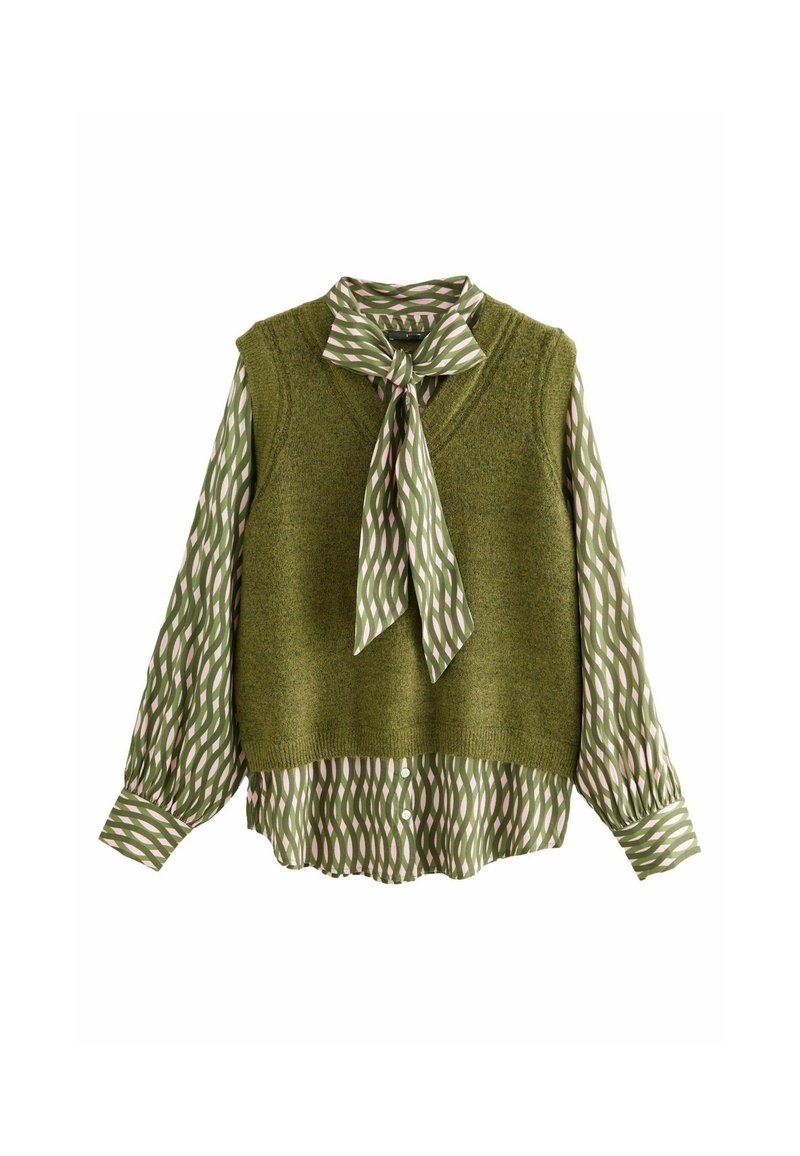 Next REGULAR FIT - COLLARED LAYER TANK - Svetrík - green khaki