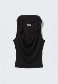 DRAPED HOODED SLEEVELESS - T-shirt basic - black