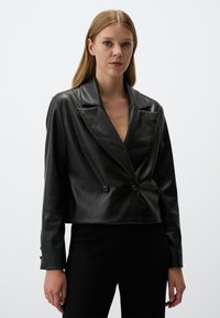 Imitatieleren jas - black